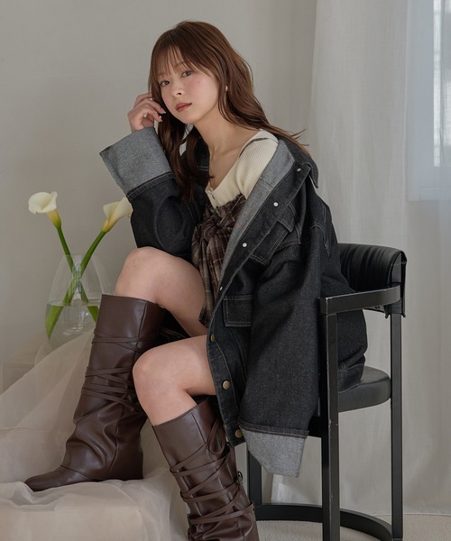 mideal(マイディール)の「denim over jacket / デニムオーバージャケット(デニムジャケット・レディース・インディゴブルー/グレー/ブラック・FREE)」の19枚目の写真