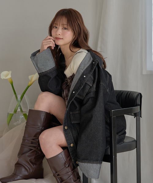 mideal(マイディール)の「denim over jacket / デニムオーバージャケット(デニムジャケット・レディース・インディゴブルー/グレー/ブラック・FREE)」の20枚目の写真