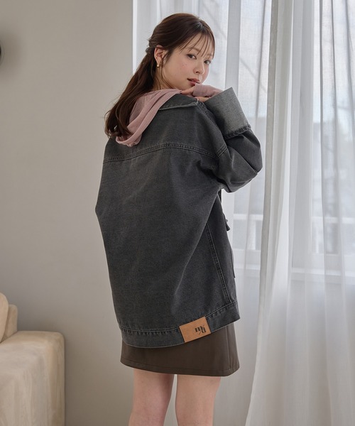 mideal(マイディール)の「denim over jacket / デニムオーバージャケット(デニムジャケット・レディース・インディゴブルー/グレー/ブラック・FREE)」の4枚目の写真