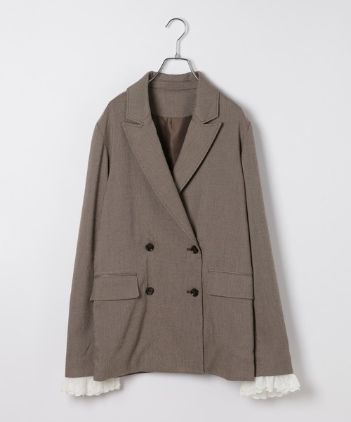 Heather（ヘザー）の「レーススリーブミドルジャケット　652969（テーラードジャケット・レディース・グレー/グレー系その他/キャメル/ベージュ系その他・FREE）」の4枚目の写真