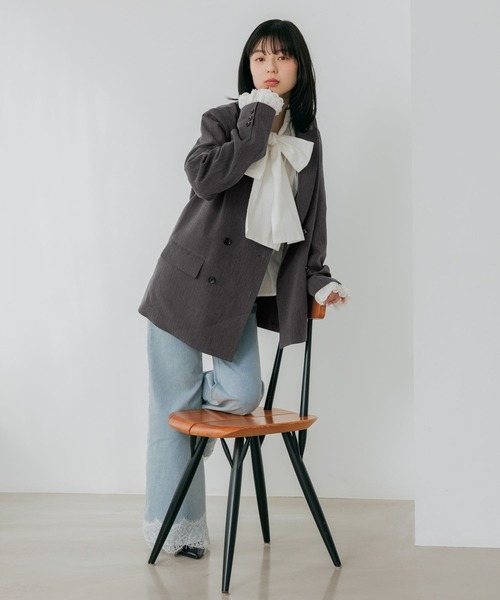 Heather（ヘザー）の「レーススリーブミドルジャケット　652969（テーラードジャケット・レディース・グレー/グレー系その他/キャメル/ベージュ系その他・FREE）」の6枚目の写真