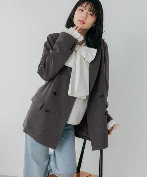 Heather（ヘザー）の「レーススリーブミドルジャケット　652969（テーラードジャケット・レディース・グレー/グレー系その他/キャメル/ベージュ系その他・FREE）」の7枚目の写真