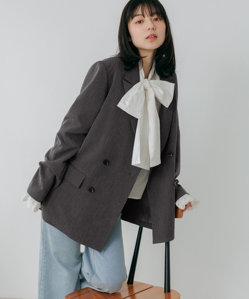 Heather（ヘザー）の「レーススリーブミドルジャケット　652969（テーラードジャケット・レディース・グレー/グレー系その他/キャメル/ベージュ系その他・FREE）」の8枚目の写真