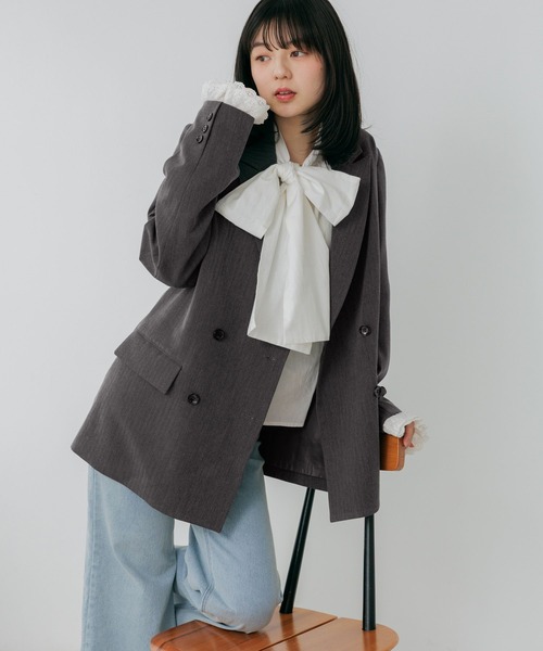 Heather（ヘザー）の「レーススリーブミドルジャケット　652969（テーラードジャケット・レディース・グレー/グレー系その他/キャメル/ベージュ系その他・FREE）」の9枚目の写真