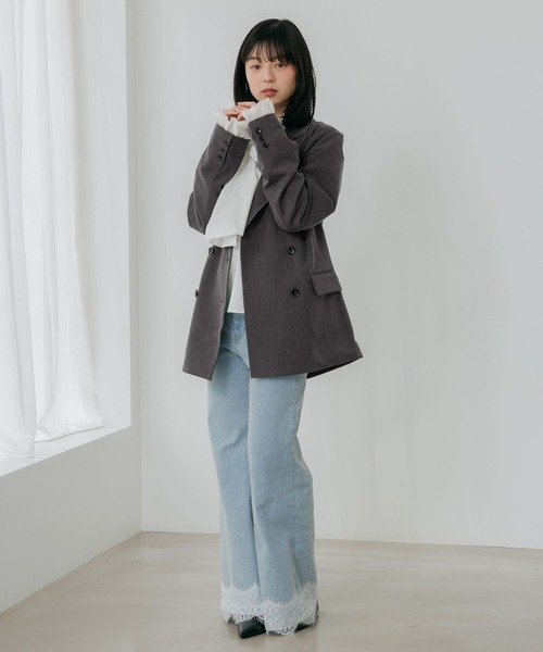 Heather（ヘザー）の「レーススリーブミドルジャケット　652969（テーラードジャケット・レディース・グレー/グレー系その他/キャメル/ベージュ系その他・FREE）」の11枚目の写真