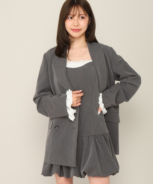 Heather(ヘザー)の「レーススリーブミドルジャケット 652969(テーラードジャケット・レディース・グレー/グレー系その他/キャメル/ベージュ系その他・FREE)」の9枚目の写真