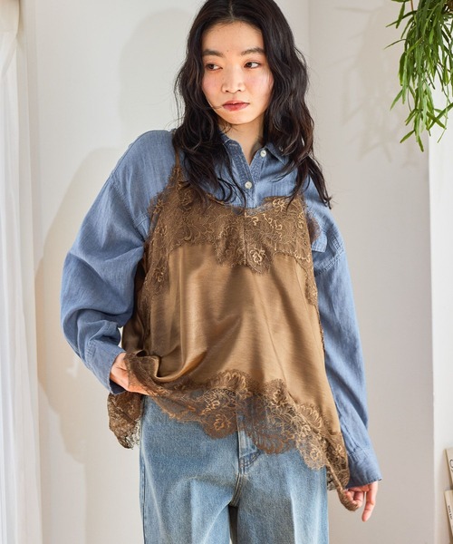 mysty woman（ミスティウーマン）の「イレヘムキャミチュニック　656817（キャミソール・レディース・ブラウン/ブラック/オフホワイト・FREE）」の19枚目の写真