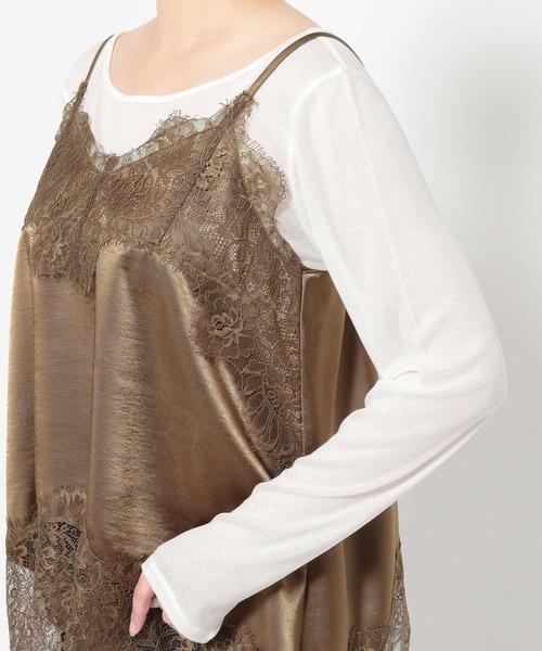 mysty woman（ミスティウーマン）の「イレヘムキャミチュニック　656817（キャミソール・レディース・ブラウン/ブラック/オフホワイト・FREE）」の5枚目の写真