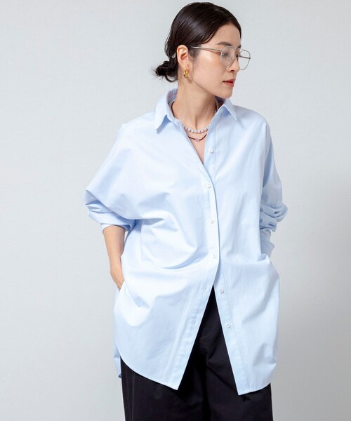 MAQWEL（マクウェル）の「【MAQWEL/マクウェル】ウォッシャブルオックスシャツ（シャツ/ブラウス・レディース・ベージュ/サックスブルー/オフホワイト・FREE）」の3枚目の写真