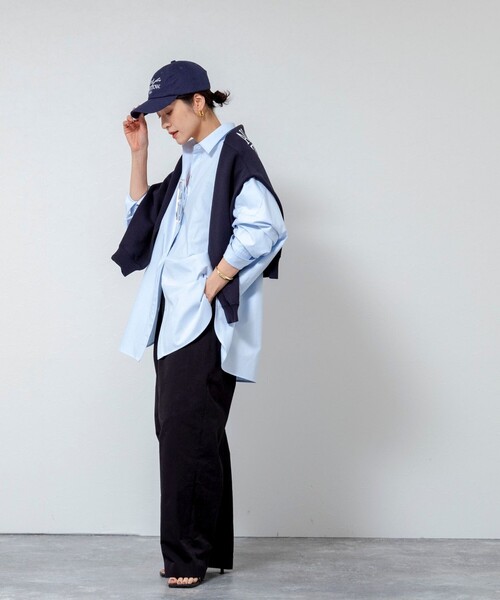 MAQWEL（マクウェル）の「【MAQWEL/マクウェル】ウォッシャブルオックスシャツ（シャツ/ブラウス・レディース・ベージュ/サックスブルー/オフホワイト・FREE）」の5枚目の写真