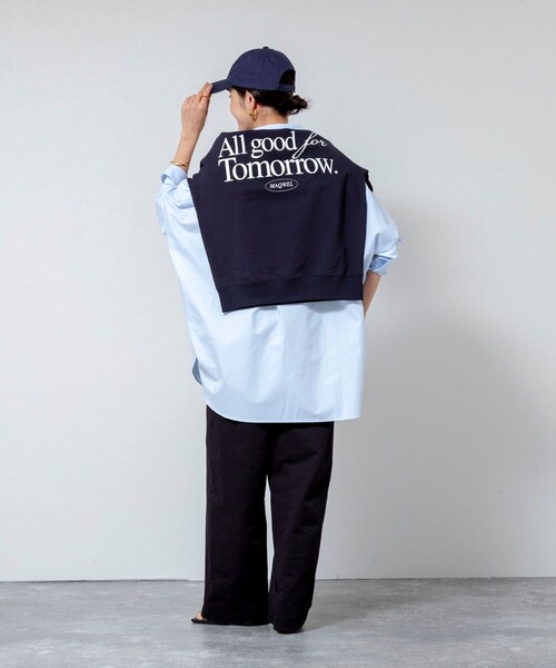 MAQWEL（マクウェル）の「【MAQWEL/マクウェル】ウォッシャブルオックスシャツ（シャツ/ブラウス・レディース・ベージュ/サックスブルー/オフホワイト・FREE）」の6枚目の写真