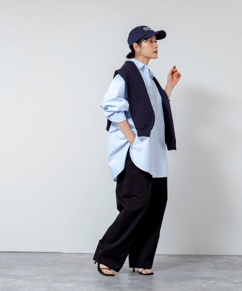 MAQWEL（マクウェル）の「【MAQWEL/マクウェル】ウォッシャブルオックスシャツ（シャツ/ブラウス・レディース・ベージュ/サックスブルー/オフホワイト・FREE）」の7枚目の写真