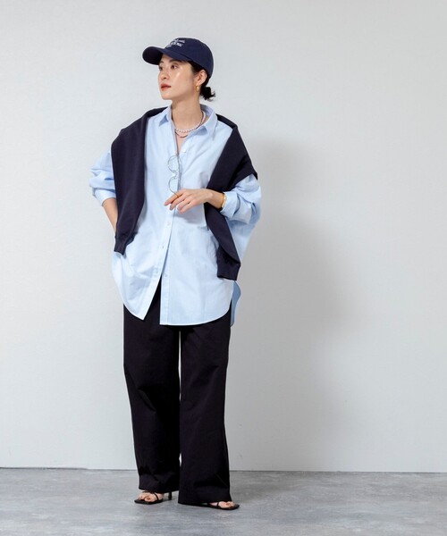 MAQWEL（マクウェル）の「【MAQWEL/マクウェル】ウォッシャブルオックスシャツ（シャツ/ブラウス・レディース・ベージュ/サックスブルー/オフホワイト・FREE）」の8枚目の写真