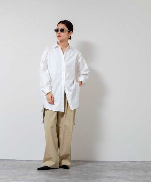 MAQWEL（マクウェル）の「【MAQWEL/マクウェル】ウォッシャブルオックスシャツ（シャツ/ブラウス・レディース・ベージュ/サックスブルー/オフホワイト・FREE）」の18枚目の写真