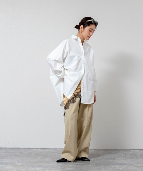 MAQWEL（マクウェル）の「【MAQWEL/マクウェル】ウォッシャブルオックスシャツ（シャツ/ブラウス・レディース・ベージュ/サックスブルー/オフホワイト・FREE）」の20枚目の写真