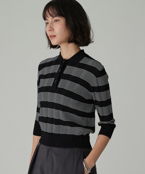 BABYLONE（バビロン）の「クラシックラインポロ（ポロシャツ・レディース・ブラウン/ブラック・フリー）」の2枚目の写真