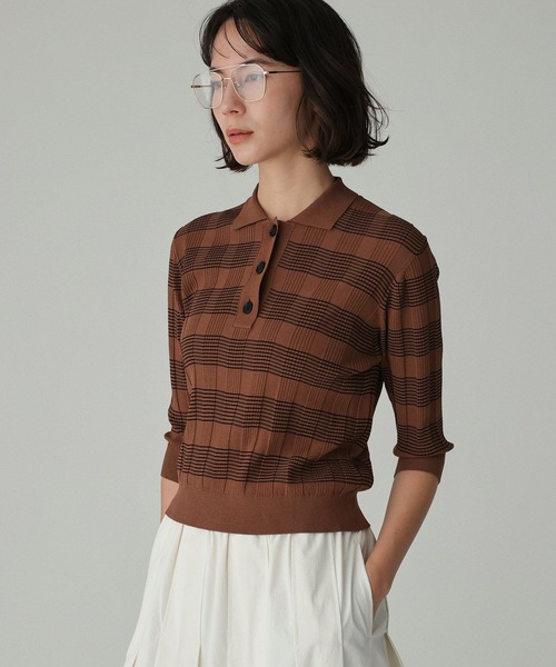 BABYLONE（バビロン）の「クラシックラインポロ（ポロシャツ・レディース・ブラウン/ブラック・フリー）」の8枚目の写真