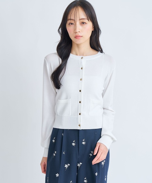 NOELA（ノエラ）の「アウトポケットＵＶニットカーディガン（カーディガン/ボレロ・レディース・ベージュ/ネイビー/オフホワイト/キャメル・フリー）」の2枚目の写真