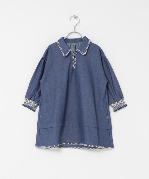 URBAN RESEARCH DOORS（アーバンリサーチドアーズ）の「『150サイズあり』デニム刺繍ワンピース(KIDS)（ワンピース・キッズ・インディゴブルー/ワンウォッシュ・120/150/135/105）」の3枚目の写真
