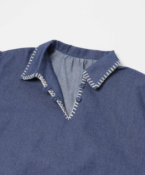 URBAN RESEARCH DOORS（アーバンリサーチドアーズ）の「『150サイズあり』デニム刺繍ワンピース(KIDS)（ワンピース・キッズ・インディゴブルー/ワンウォッシュ・120/150/135/105）」の4枚目の写真