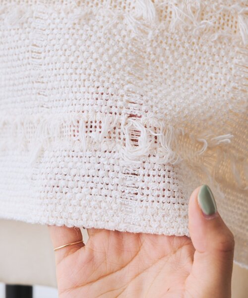 BEARDSLEY（ビアズリー）の「チェックフリンジプルオーバー（シャツ/ブラウス・レディース・ホワイト/ネイビー・FREE）」の19枚目の写真