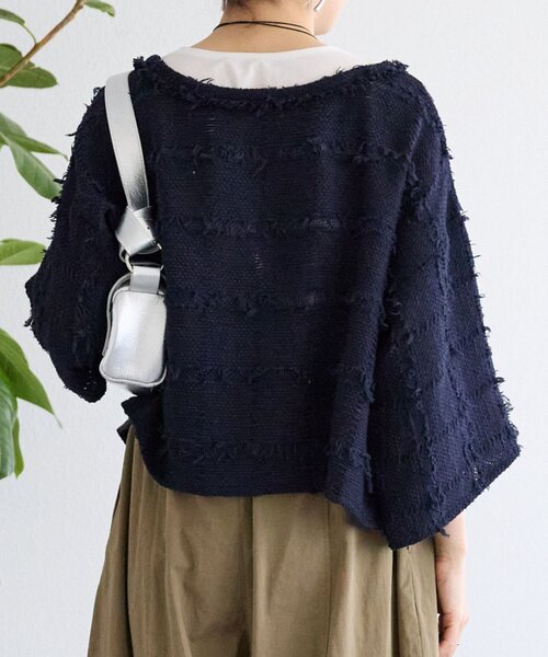 BEARDSLEY（ビアズリー）の「チェックフリンジプルオーバー（シャツ/ブラウス・レディース・ホワイト/ネイビー・FREE）」の12枚目の写真