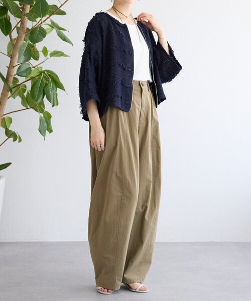 BEARDSLEY（ビアズリー）の「チェックフリンジプルオーバー（シャツ/ブラウス・レディース・ホワイト/ネイビー・FREE）」の10枚目の写真