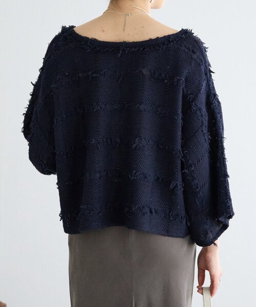 BEARDSLEY（ビアズリー）の「チェックフリンジプルオーバー（シャツ/ブラウス・レディース・ホワイト/ネイビー・FREE）」の7枚目の写真