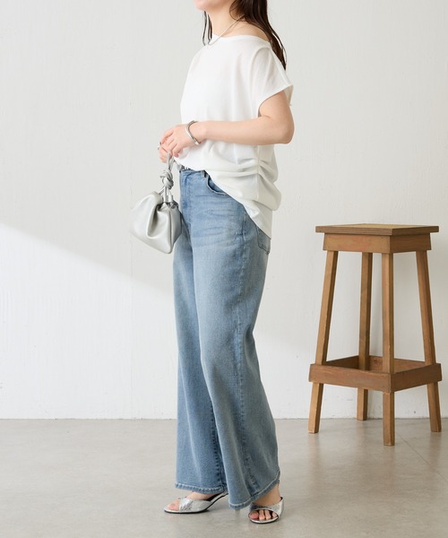 COLLAGE GALLARDAGALANTE（コラージュガリャルダガランテ）の「アシメタックフレンチTシャツ/WEB限定カラー展開（Tシャツ/カットソー・レディース・オフホワイト/ブラック/ブラウン/ネイビー・FREE）」の15枚目の写真