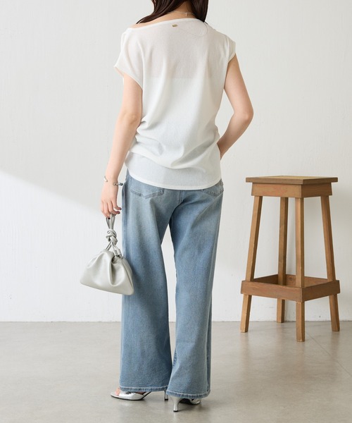 COLLAGE GALLARDAGALANTE（コラージュガリャルダガランテ）の「アシメタックフレンチTシャツ/WEB限定カラー展開（Tシャツ/カットソー・レディース・オフホワイト/ブラック/ブラウン/ネイビー・FREE）」の16枚目の写真