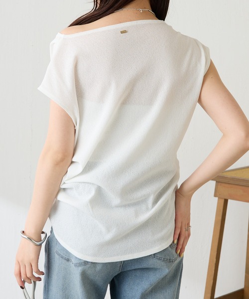 COLLAGE GALLARDAGALANTE（コラージュガリャルダガランテ）の「アシメタックフレンチTシャツ/WEB限定カラー展開（Tシャツ/カットソー・レディース・オフホワイト/ブラック/ブラウン/ネイビー・FREE）」の12枚目の写真