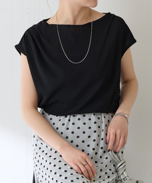 COLLAGE GALLARDAGALANTE（コラージュガリャルダガランテ）の「アシメタックフレンチTシャツ/WEB限定カラー展開（Tシャツ/カットソー・レディース・オフホワイト/ブラック/ブラウン/ネイビー・FREE）」の19枚目の写真