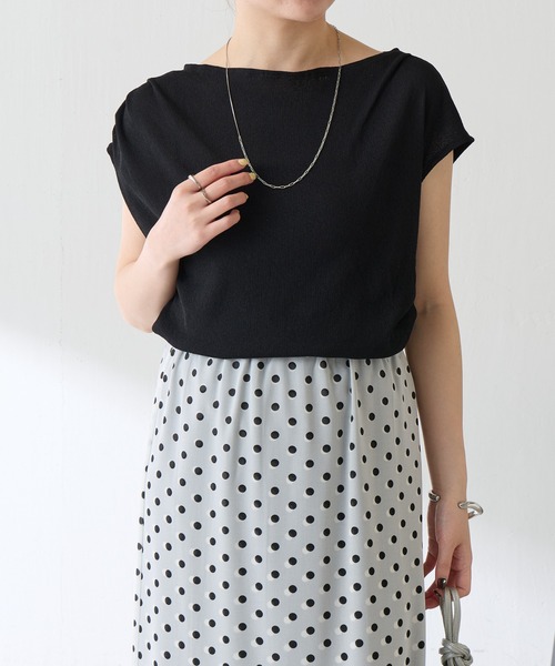 COLLAGE GALLARDAGALANTE（コラージュガリャルダガランテ）の「アシメタックフレンチTシャツ/WEB限定カラー展開（Tシャツ/カットソー・レディース・オフホワイト/ブラック/ブラウン/ネイビー・FREE）」の7枚目の写真