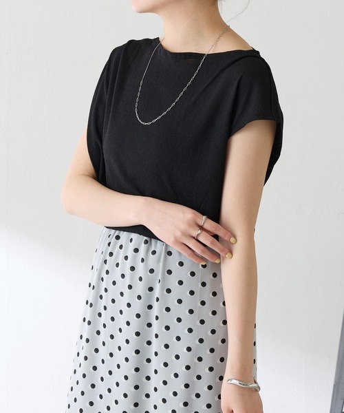 COLLAGE GALLARDAGALANTE（コラージュガリャルダガランテ）の「アシメタックフレンチTシャツ/WEB限定カラー展開（Tシャツ/カットソー・レディース・オフホワイト/ブラック/ブラウン/ネイビー・FREE）」の8枚目の写真