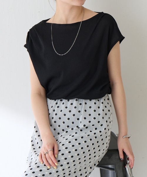 COLLAGE GALLARDAGALANTE（コラージュガリャルダガランテ）の「アシメタックフレンチTシャツ/WEB限定カラー展開（Tシャツ/カットソー・レディース・オフホワイト/ブラック/ブラウン/ネイビー・FREE）」の20枚目の写真