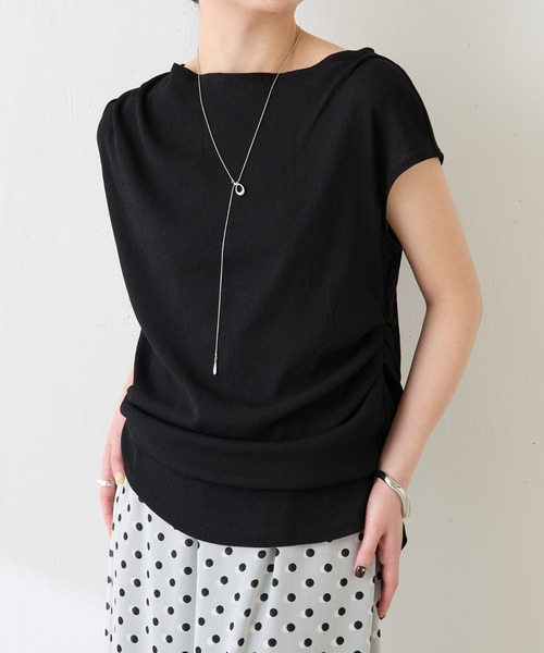 COLLAGE GALLARDAGALANTE（コラージュガリャルダガランテ）の「アシメタックフレンチTシャツ/WEB限定カラー展開（Tシャツ/カットソー・レディース・オフホワイト/ブラック/ブラウン/ネイビー・FREE）」の22枚目の写真