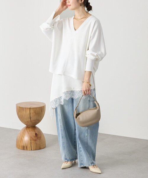 RIVE DROITE（リヴドロワ）の「予約【抜け感】ドルマンオーバースウェット（スウェット・レディース・グレー/モカ/ホワイト・FREE）」の5枚目の写真