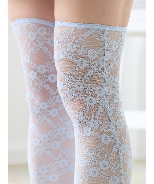 tutuanna(チュチュアンナ)の「ピコット付き総レースオーバーニーソックス70cm丈(ソックス/靴下・レディース・ベビーピンク/サックスブルー/ブラック/キナリ・M)」の7枚目の写真