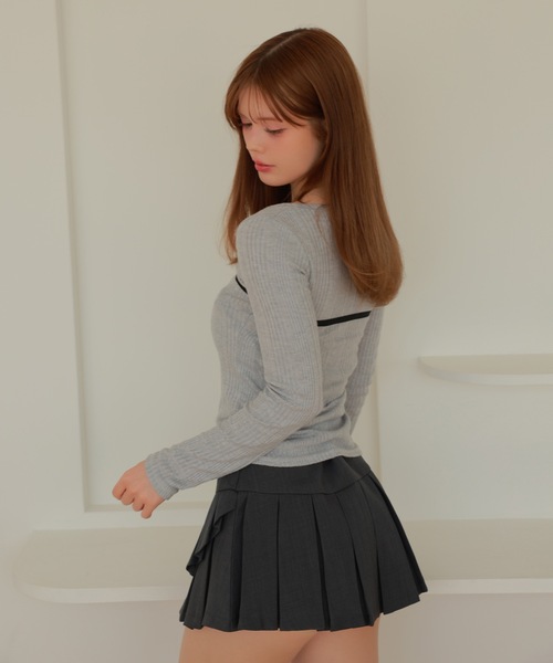 M DOLLY(エムドリー)の「ribbon fata knit tops/リボンファタニットトップス(ニット/セーター・レディース・グレー/ホワイト・FREE)」の11枚目の写真
