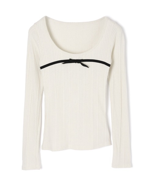 M DOLLY(エムドリー)の「ribbon fata knit tops/リボンファタニットトップス(ニット/セーター・レディース・グレー/ホワイト・FREE)」の15枚目の写真