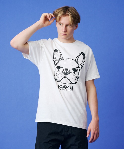 KAVU(カブー)の「KAVU/カブー 22 Dog Tee/ドッグ Tシャツ(Tシャツ/カットソー・メンズ・ヘザーグレー/ブルーグリーン/ホワイト・LARGE/X-LARGE/MEDIUM)」の1枚目の写真