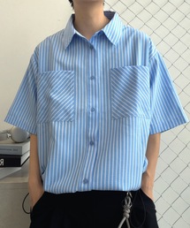 UNDERSTATEMENTs（アンダーステイトメント）の「【ユニセックス】チェック&ストライプシアサッカーシャツ/ドローコード付き（シャツ/ブラウス）」
