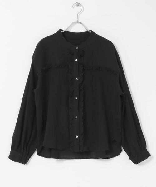 バンドカラーフリルコットンシャツブラウス（シャツ/ブラウス）｜URBAN 