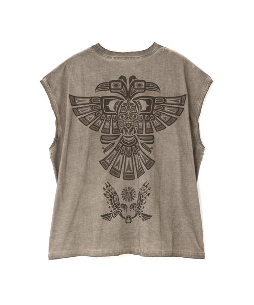 DANKE SCHON（ダンケシェーン）の「DankeSchon/ダンケシェーン/SPRAY BURN NOSLEEVE REDHOT（Tシャツ/カットソー・メンズ・ベージュ・L/M）」の10枚目の写真