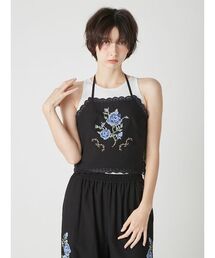 フラワークロスステッチホルターキャミビスチェ