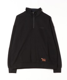 ATELANE/コットン裏毛トラ ポイント刺繍ハーフZIP