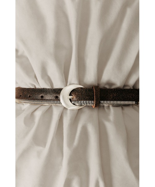 Desigual(デシグアル)の「【Desigual Studio】ジップ風ディテール ゴールドバックルレザーベルト(ベルト・レディース・ブラウン・M/L/S)」の1枚目の写真