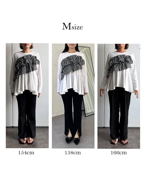 prose verse（プロズヴェール）の「ギンガムフリルペプラムロンT（Tシャツ/カットソー・レディース・ブラック/オフホワイト・MEDIUM/LARGE）」の18枚目の写真