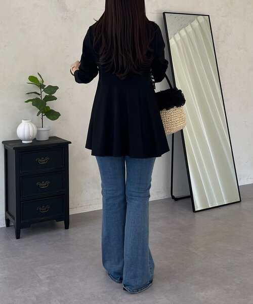 prose verse（プロズヴェール）の「ギンガムフリルペプラムロンT（Tシャツ/カットソー・レディース・ブラック/オフホワイト・MEDIUM/LARGE）」の13枚目の写真