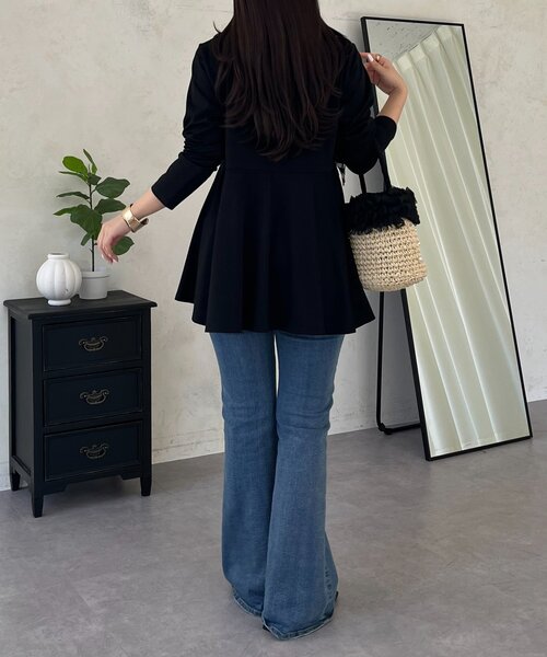 prose verse（プロズヴェール）の「ギンガムフリルペプラムロンT（Tシャツ/カットソー・レディース・ブラック/オフホワイト・MEDIUM/LARGE）」の14枚目の写真